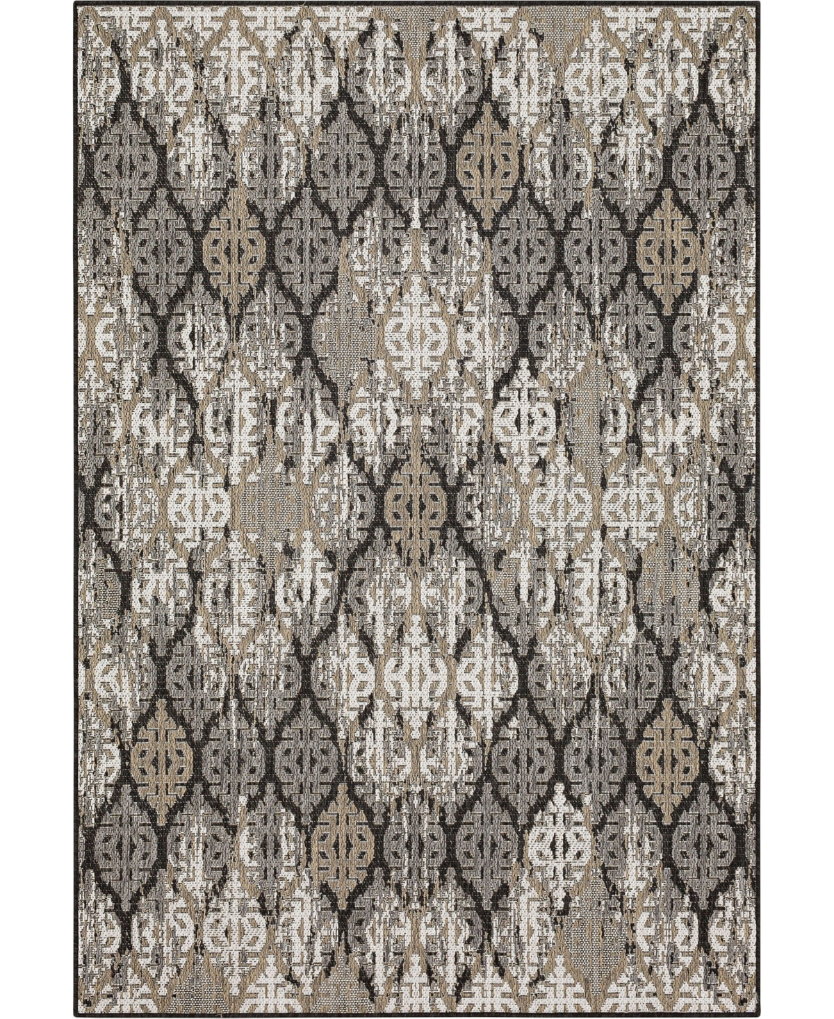 Mohawk Malibu Outdoor Stamped Ikat 5'3" X 7'6" Area Rug In Charcoal