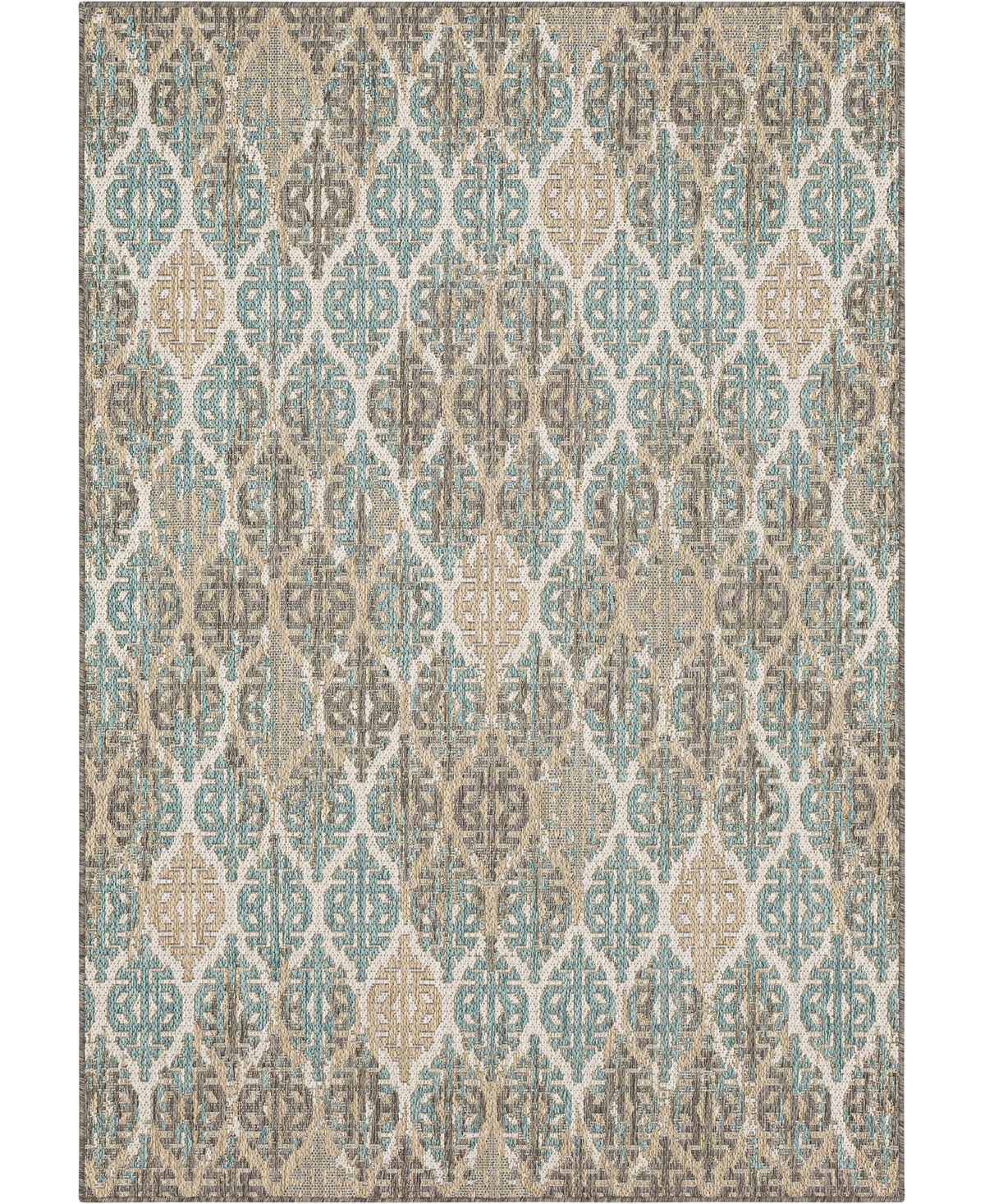 Mohawk Malibu Outdoor Stamped Ikat 5'3" X 7'6" Area Rug In Silver