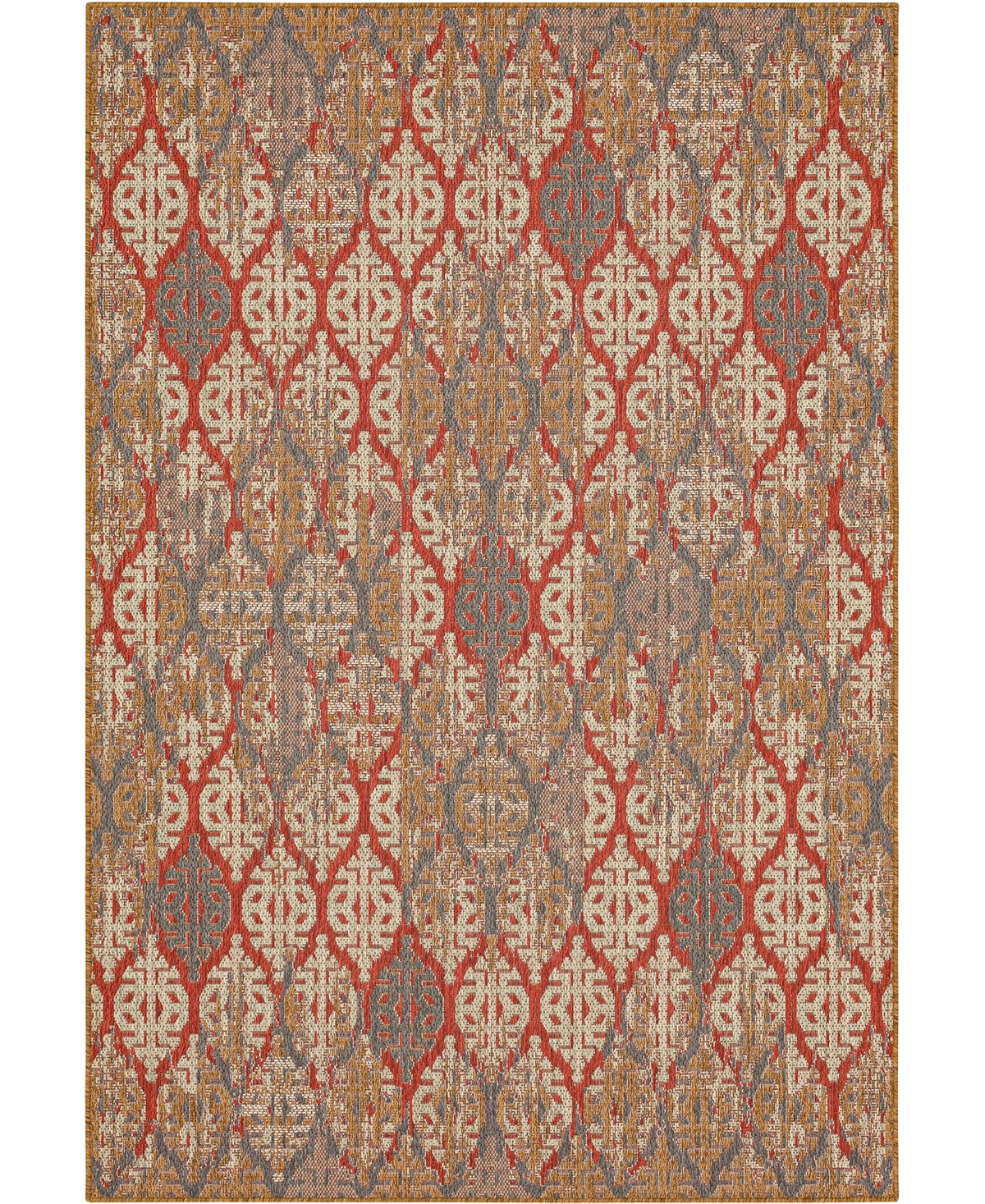 Mohawk Malibu Outdoor Stamped Ikat 5'3" X 7'6" Area Rug In Red