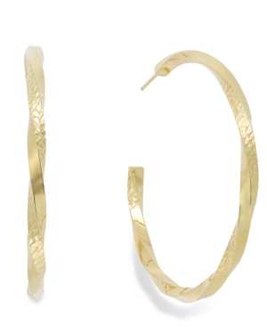 image of Diamond-Cut C-Hoop Earrings in 14k Gold Vermeil over Sterling Silver