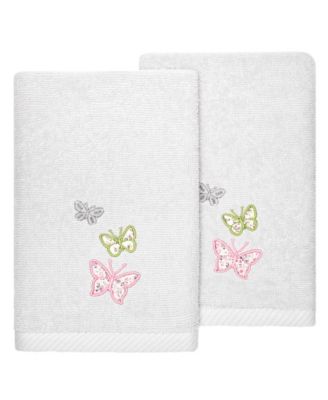 Turkish Cotton Mariposa Embellished 2-Pc. Fingertip Towel Set
