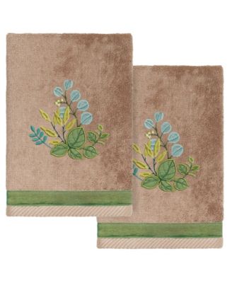 Turkish Cotton Botanica Embellished 2-Pc. Hand Towel Set