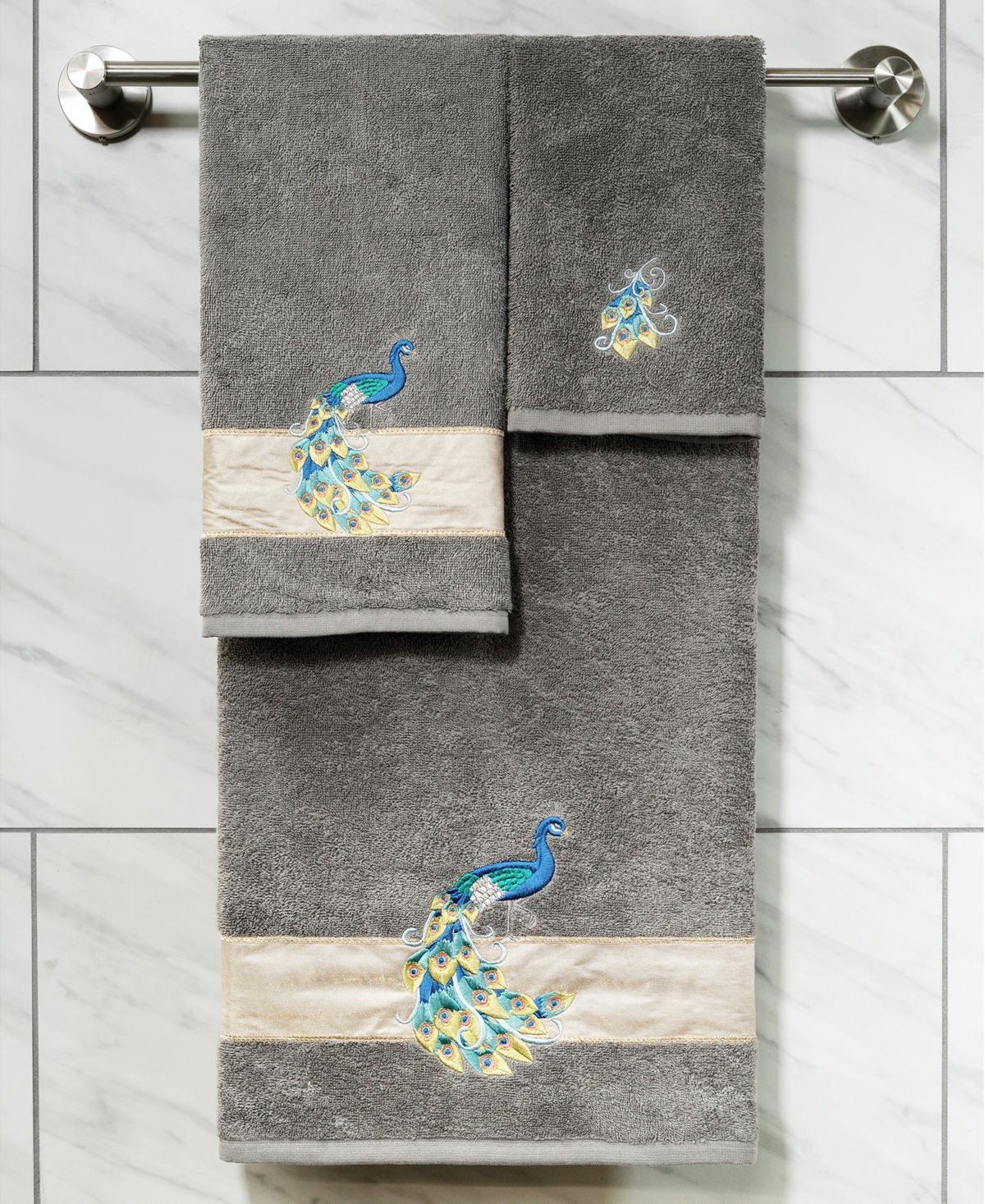 Linum Home Turkish Cotton Penelope Embellished 3-Pc. Bath Towel Set