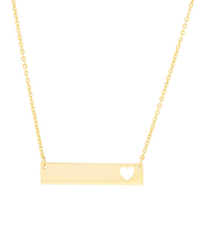 Macy's Gold Plated Bar with Cut Out Heart Necklace Macy's