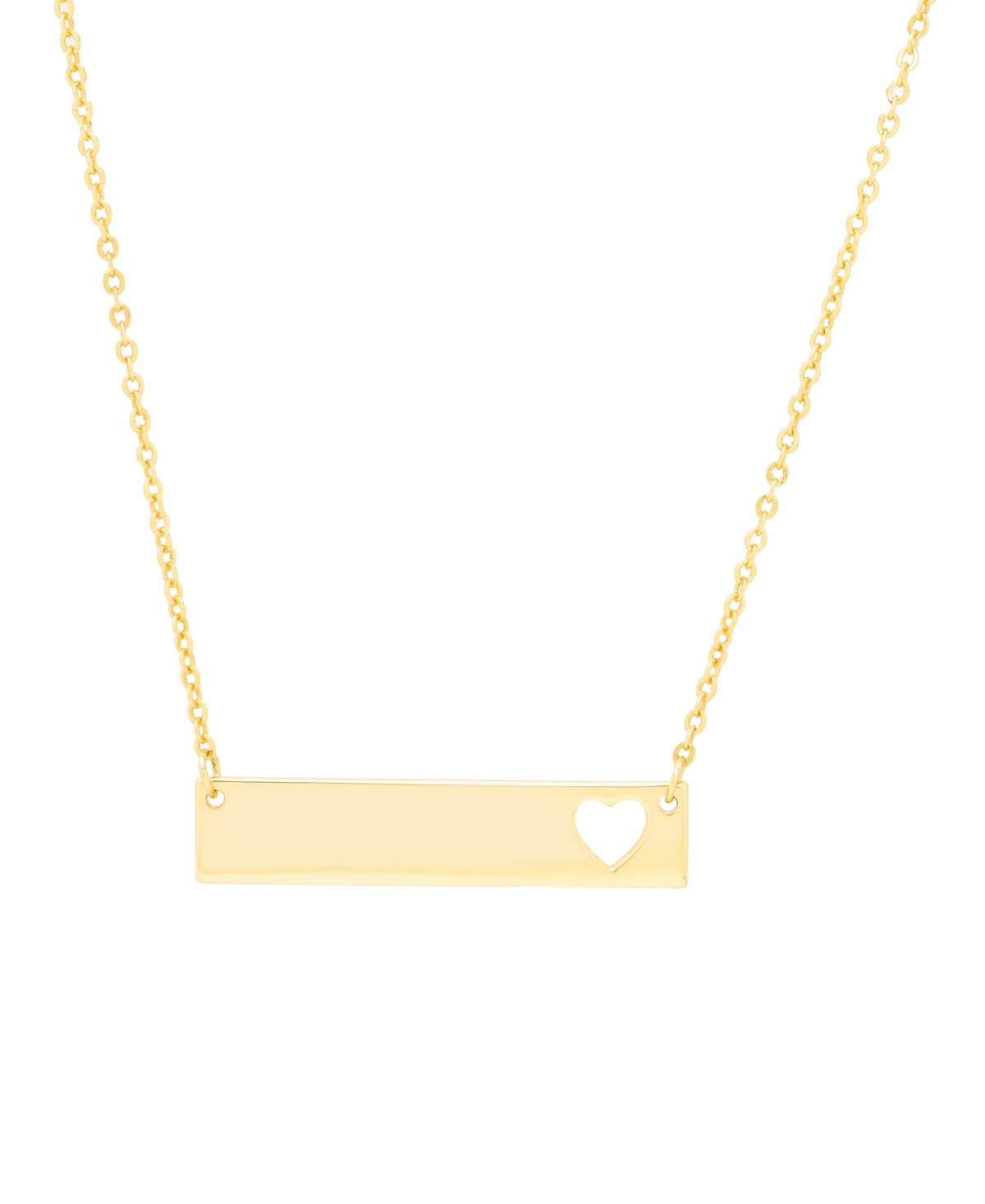 Macy's Gold Plated Bar With Cut Out Heart Necklace In Gold-plated