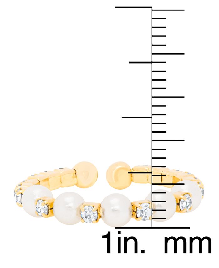 Macy's Gold Plated Simulated Imitation Pearl and Cubic Zirconia Stretch