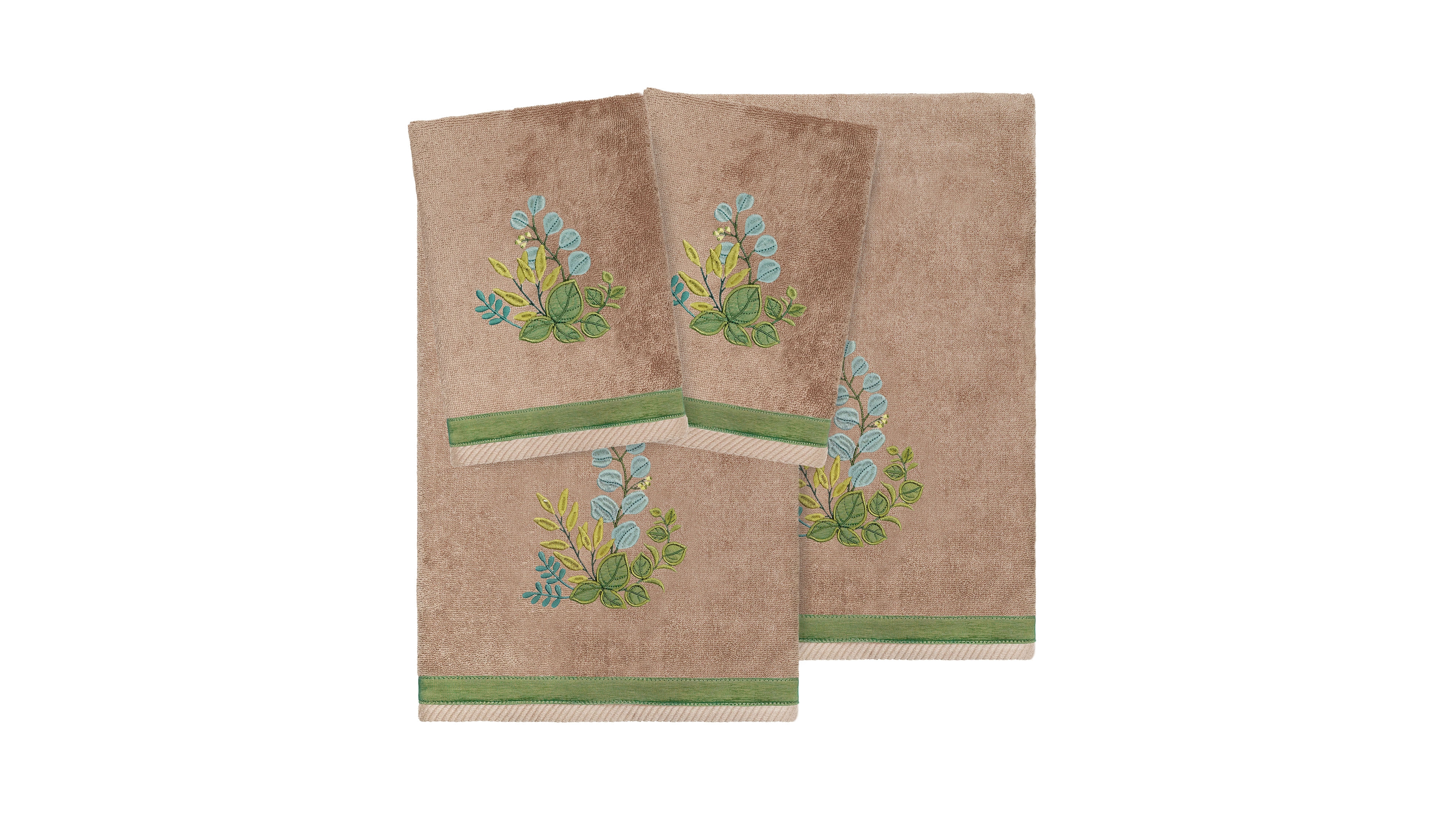 Linum Home Turkish Cotton Botanica Embellished 4-Pc. Bath Towel Set