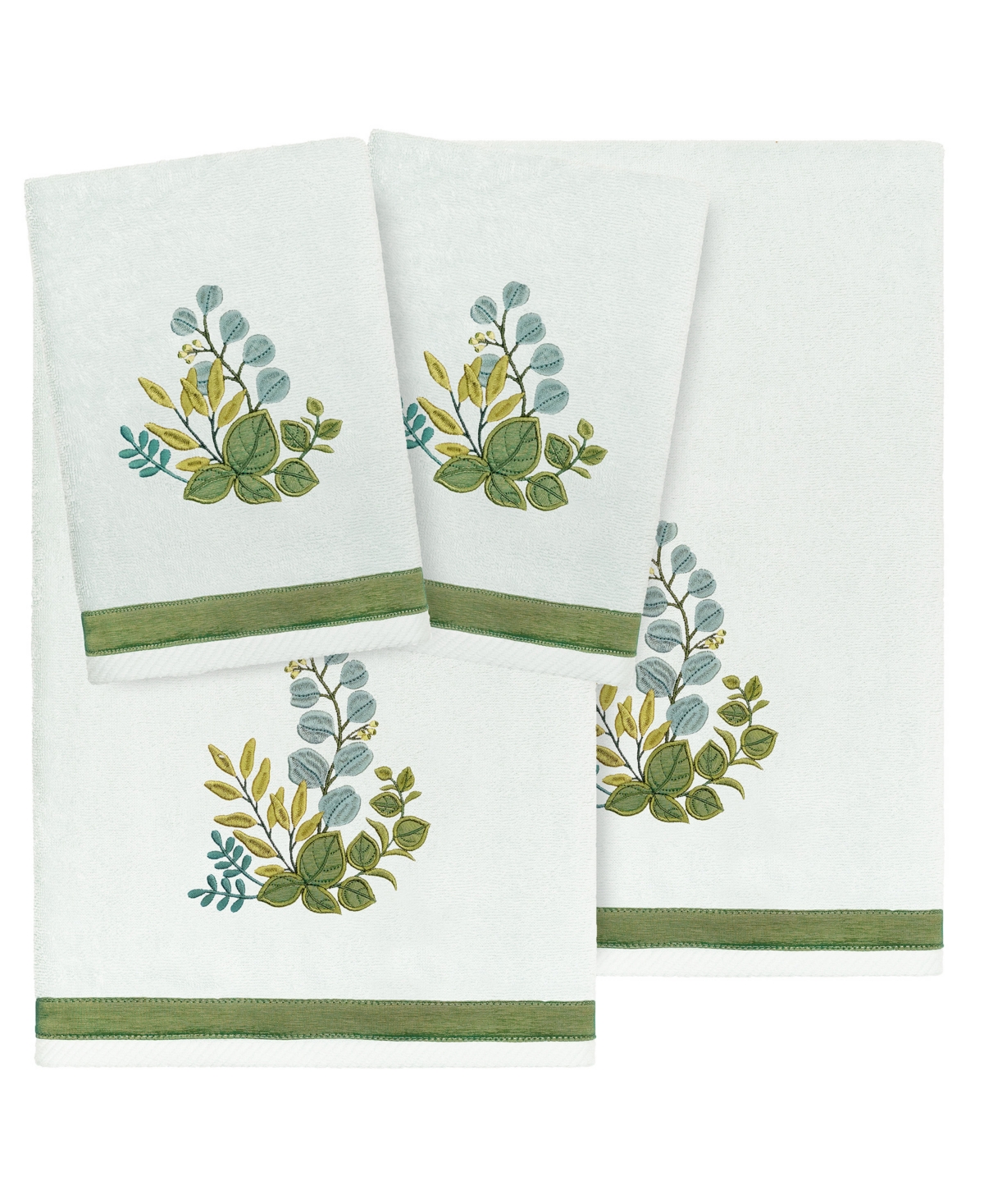 Linum Home Turkish Cotton Botanica Embellished -Pc. Bath Towel Set