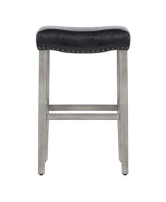29" Upholstered Saddle Seat Faux Leather Bar Stool