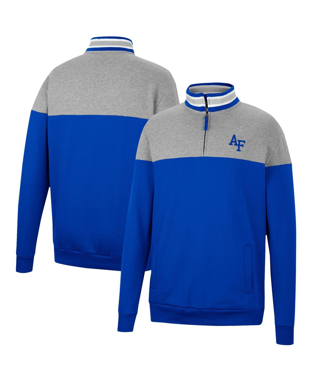 Colosseum Men's  Heathered Gray And Royal Air Force Falcons Be The Ball Quarter-zip Top In Heathered Gray,royal