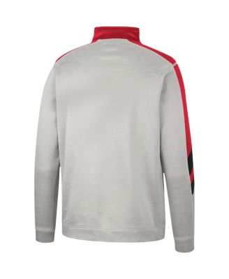 Men's Gray and Scarlet Nebraska Huskers Bushwood Fleece Quarter-Zip Jacket