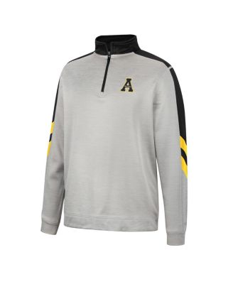 Men's Gray and Black Appalachian State Mountaineers Bushwood Fleece Quarter-Zip Jacket