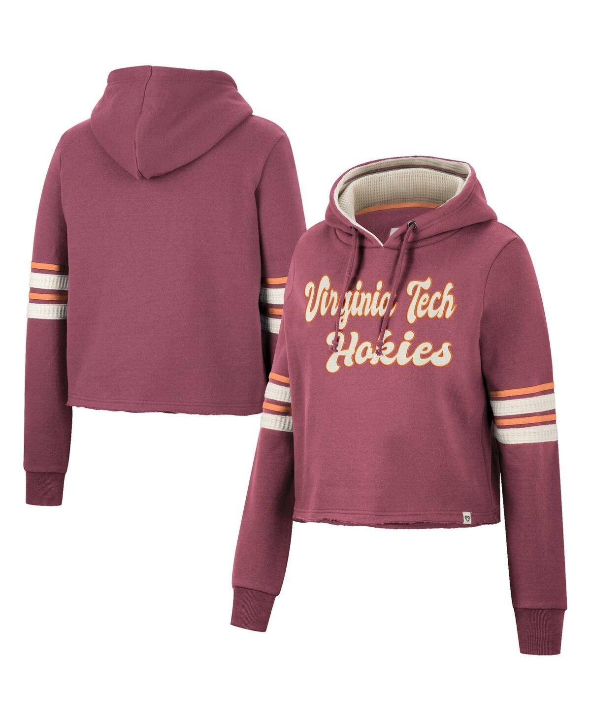 Colosseum Maroon Virginia Tech Hokies Retro Cropped Pullover Hoodie In Maroon