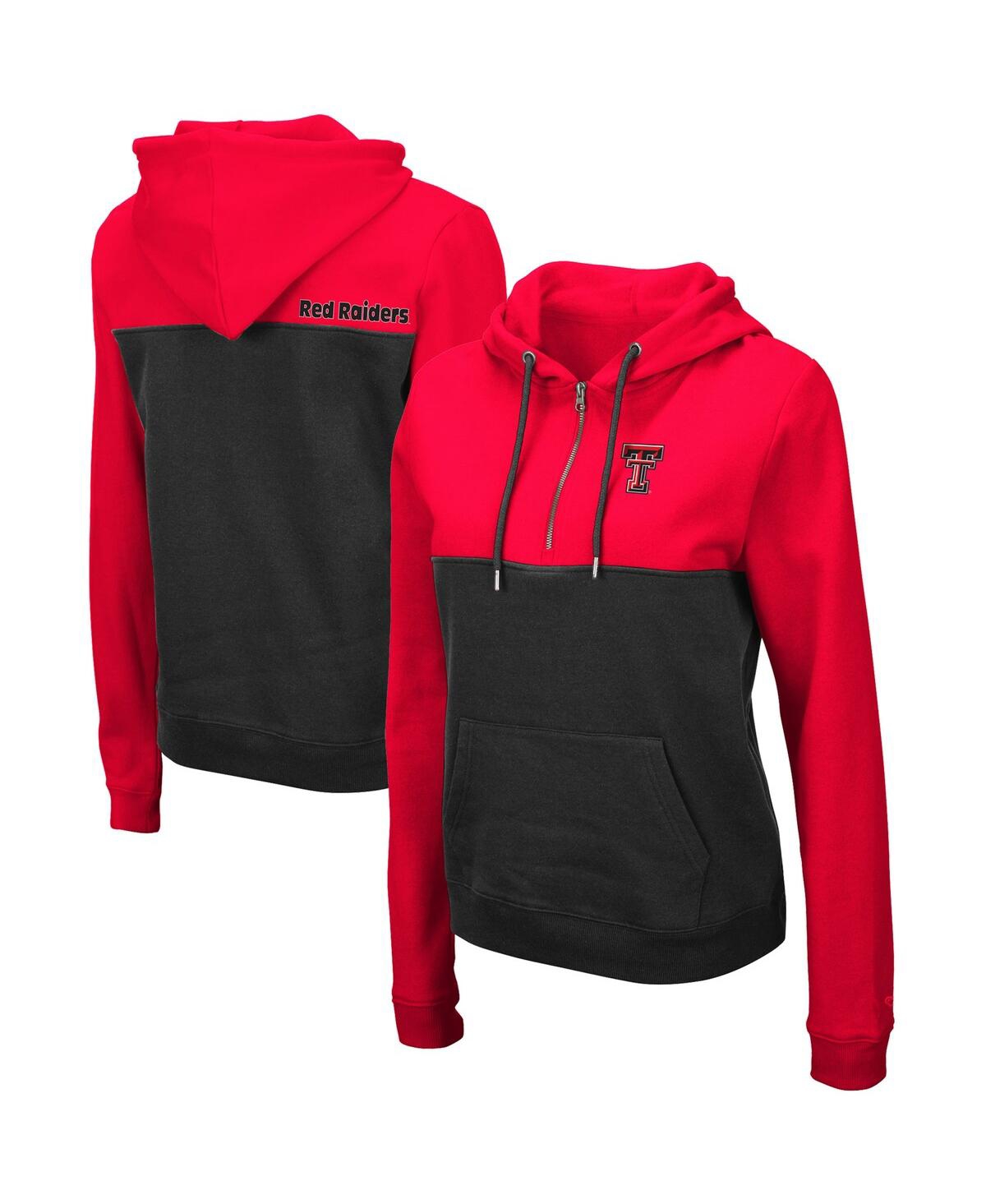 Colosseum Women's  Red, Black Texas Tech Red Raiders Aidan Lightweight 1/4-zip Hoodie In Red,black