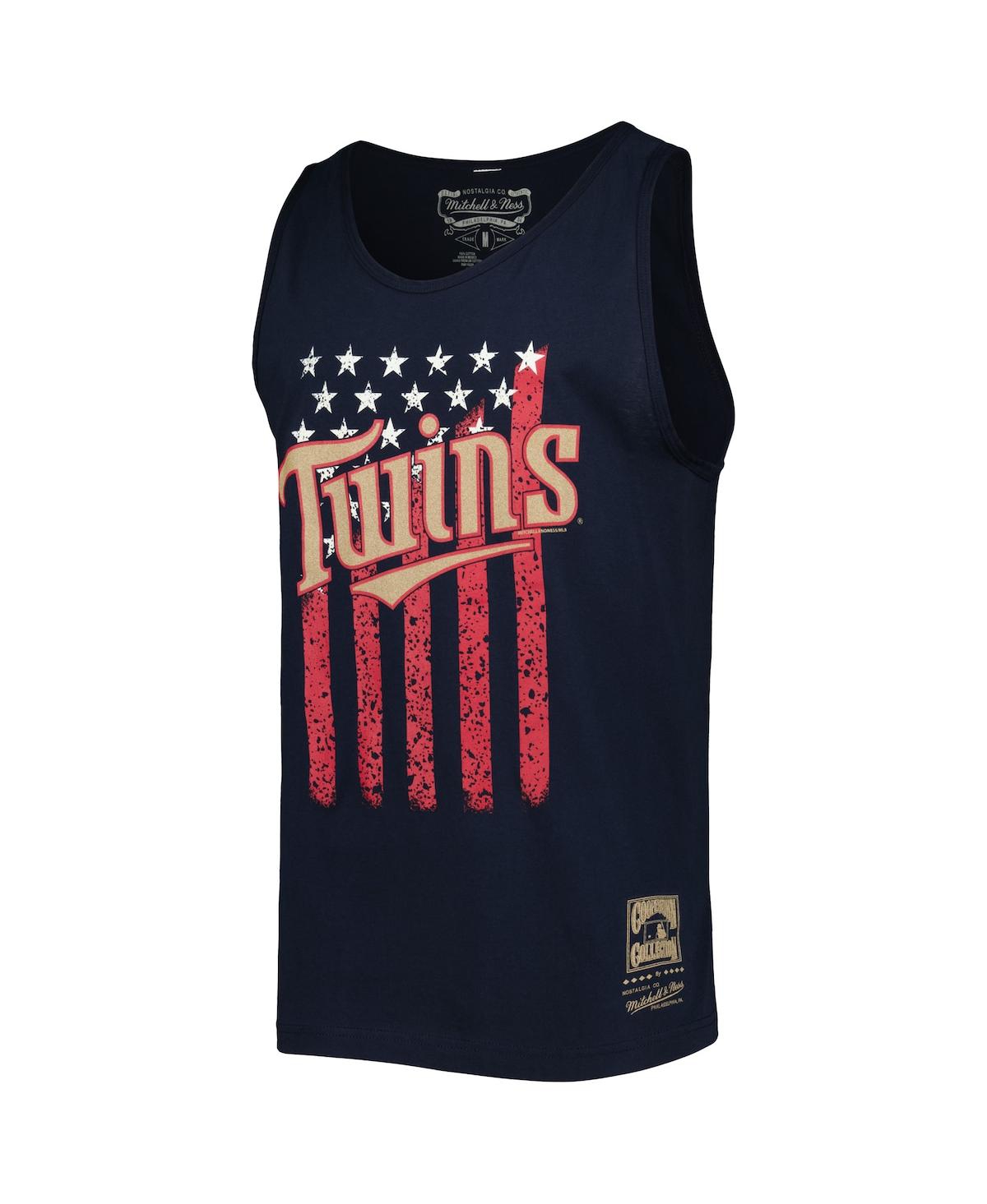 Mitchell & Ness Men's  Navy Minnesota Twins Cooperstown Collection Stars And Stripes Tank Top In Navy