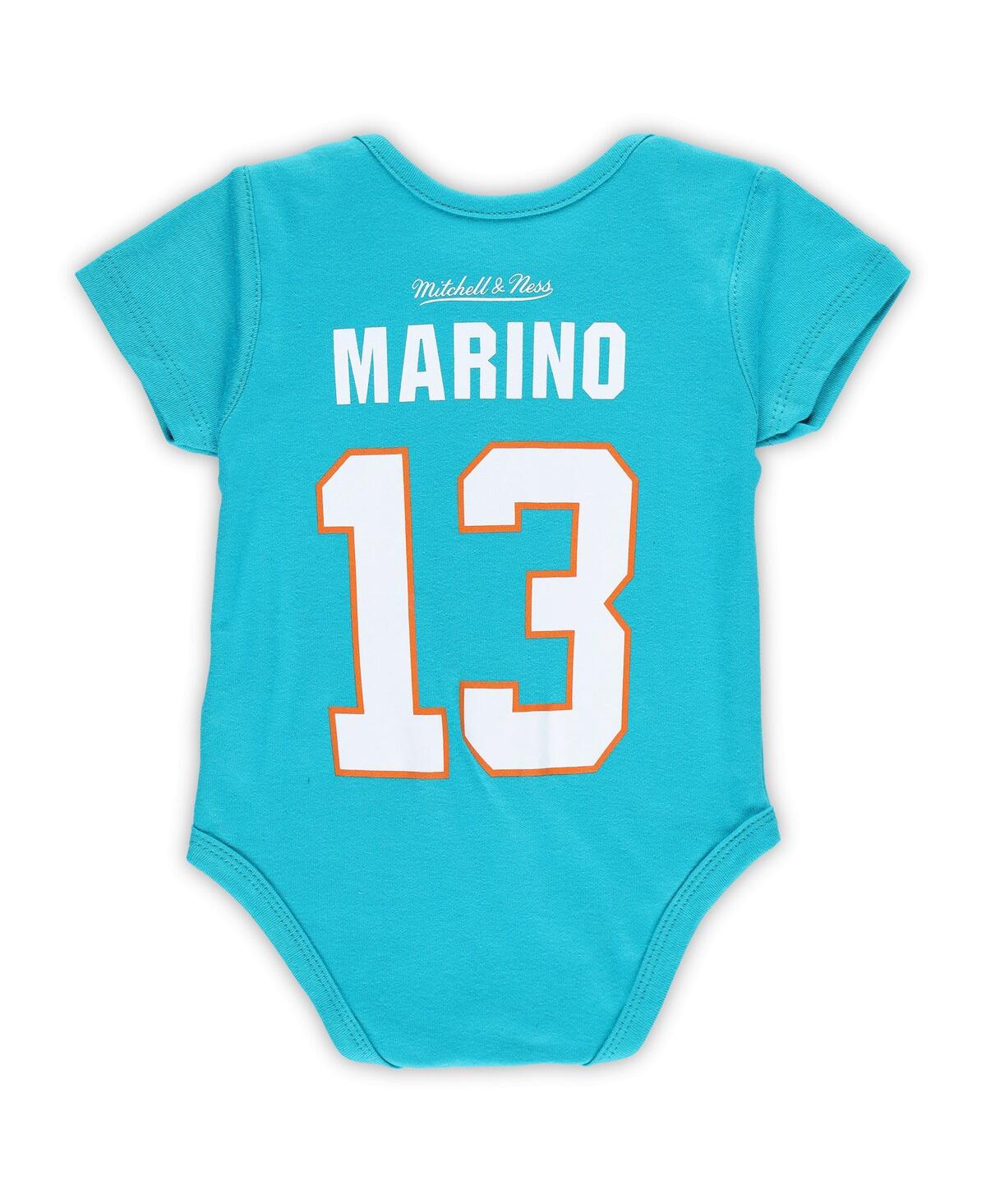Boys and Girls Infant Mitchell & Ness Dan MarinoMiami Dolphins Mainliner Retired Player Name and Number Bodysuit - Aqua