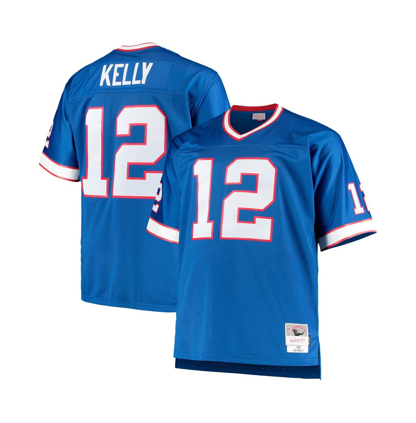 Мужской топ Mitchell & Ness Jim Kelly Royal Buffalo Bills Big and Tall 1990 Retired Player Replica Jersey — фото 4