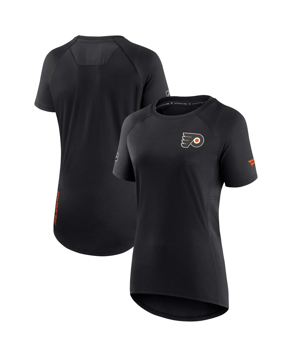 Fanatics Branded Black Philadelphia Flyers Authentic Pro Rink Raglan Tech T-shirt In Black