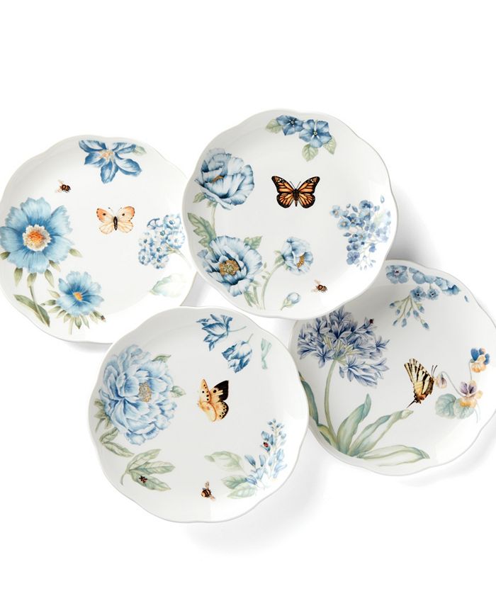 Lenox Set of 4 Butterfly Meadow Blue Assorted Dessert Plates Macy's