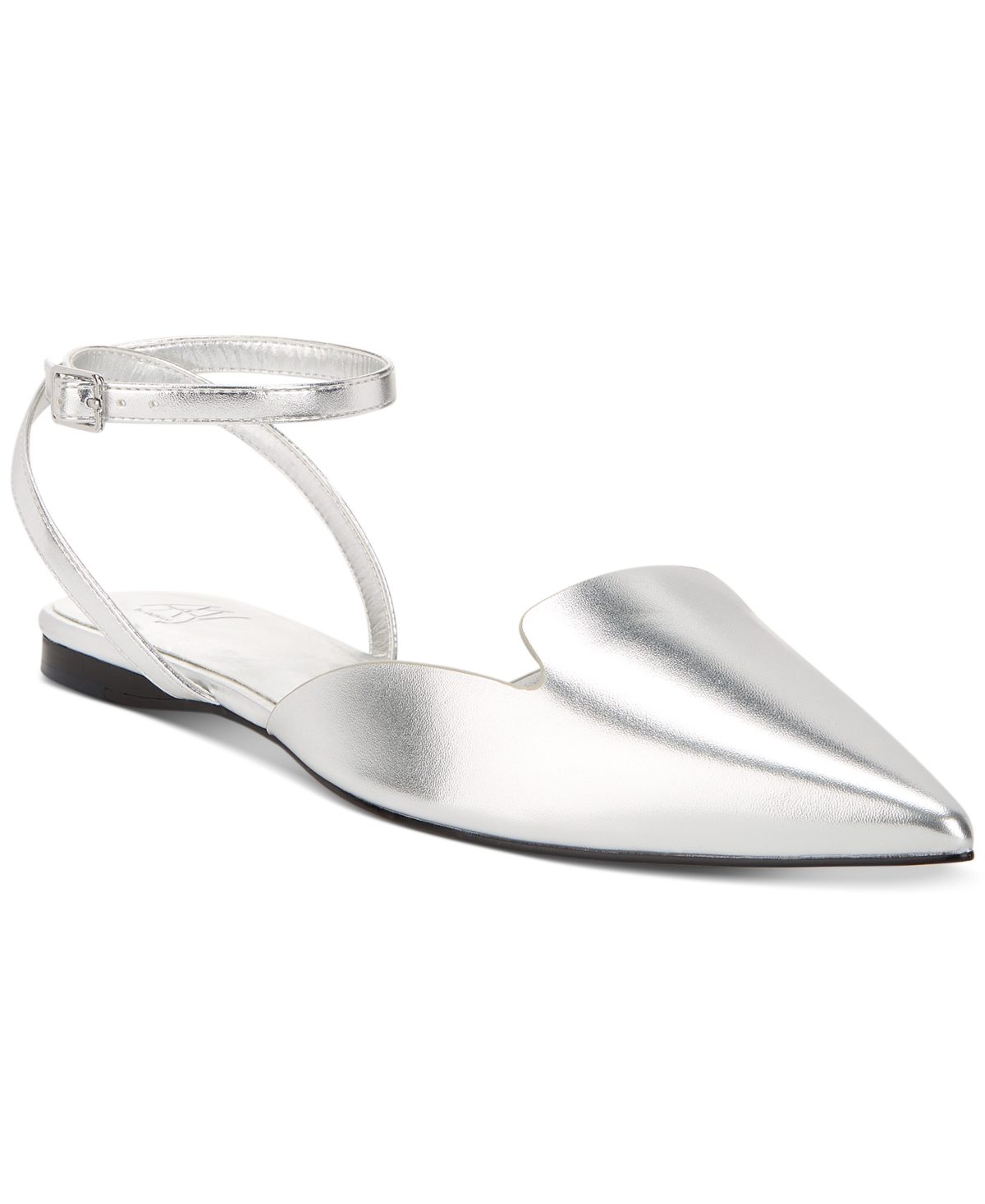Women's Talia Open Back Ankle Strap Flats - Silver