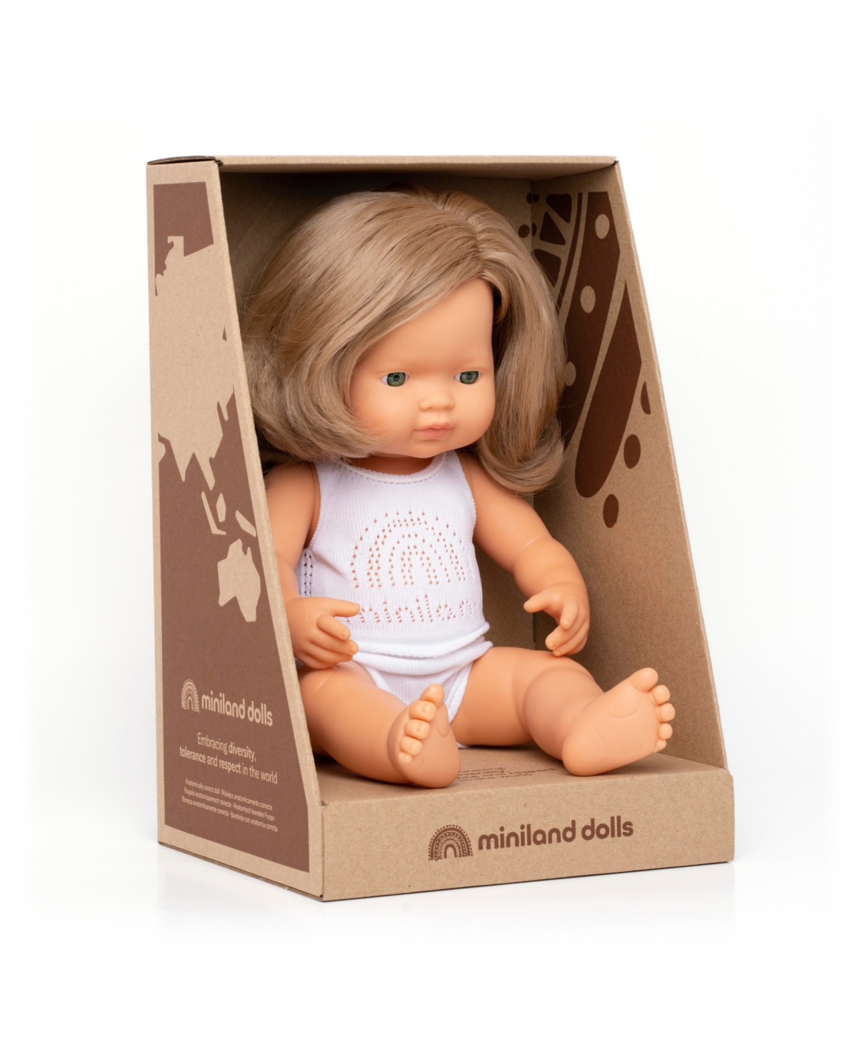 Shop Miniland Baby Girl 15" Caucasian Dirty Blond Doll In Multicolor
