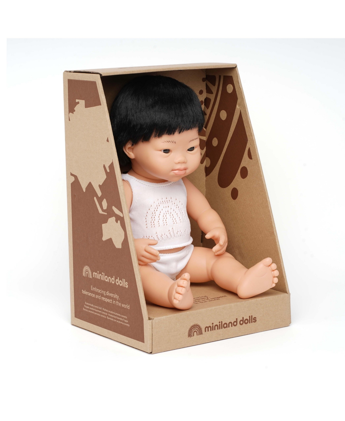 Shop Miniland Baby Boy 15" Asian Doll With Down Syndrome In Multicolor