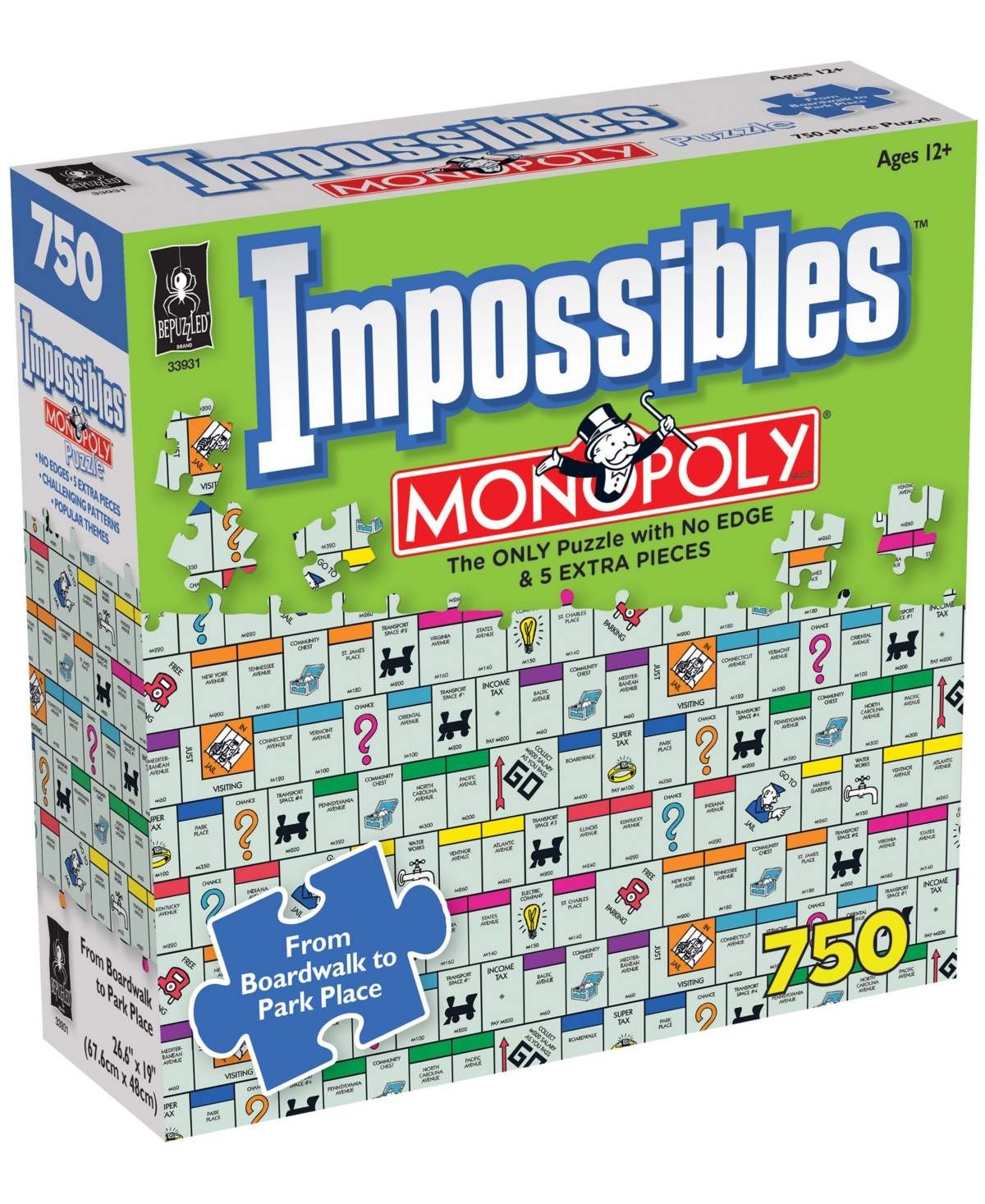 Bepuzzled Kids' Hasbro Monopoly Impossible Puzzle Set, 750 Pieces In Multi Color