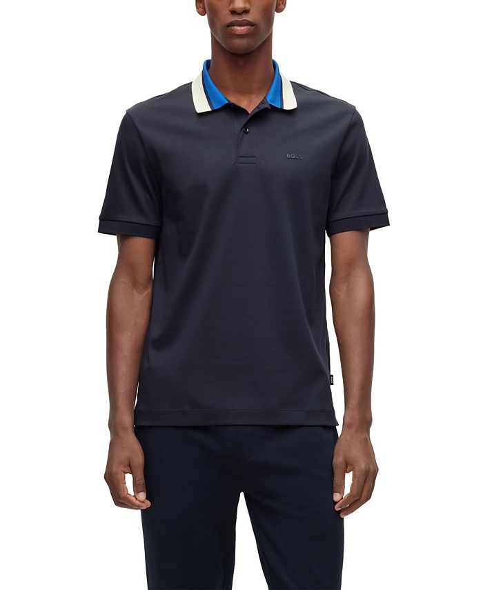 Hugo Boss Men's Color-Blocked Collar Regular-Fit Polo Shirt - Macy's
