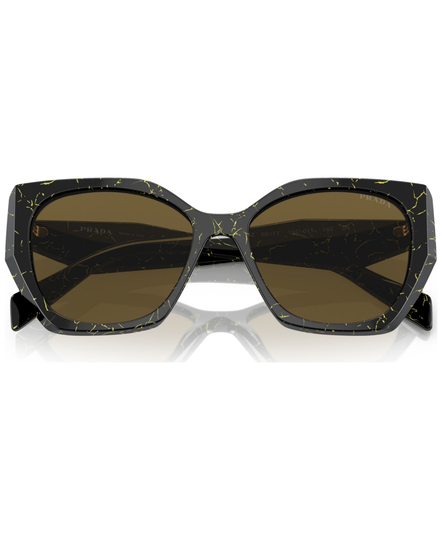Женские солнцезащитные очки PRADA Symbole Round Sunglasses, PR 19ZS, цвет: Чёрный / Жёлтый — фото 4