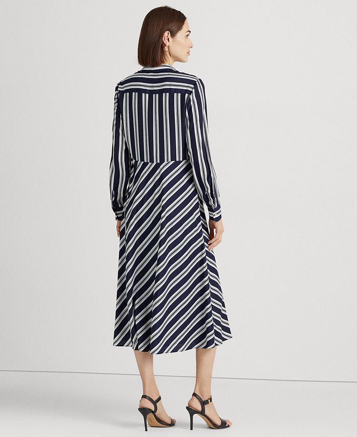 Lauren Ralph Lauren Women's Striped Tie-Front Crepe Midi Dress - Macy's