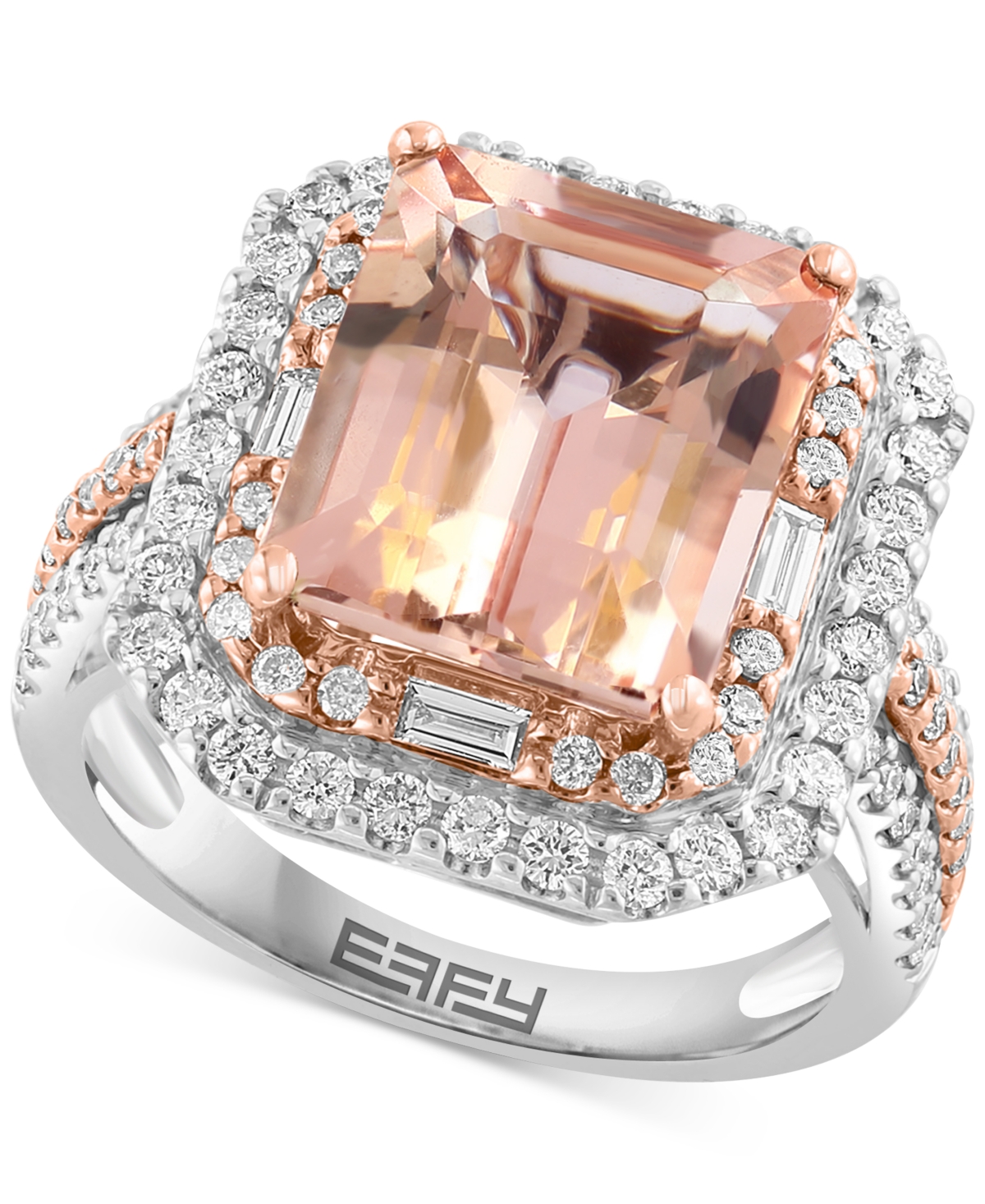 Effy Collection Effy Limited Edition Morganite (4-7/8 Ct. T.w.) & Diamond (1 Ct. T.w.) Ring In 14k White & Rose Gold