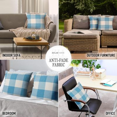 Pack of 2 Buffalo Plaid Throw Pillow Covers - Farmhouse Porch Pillows Outdoor & Indoor Covers 18x18 inches