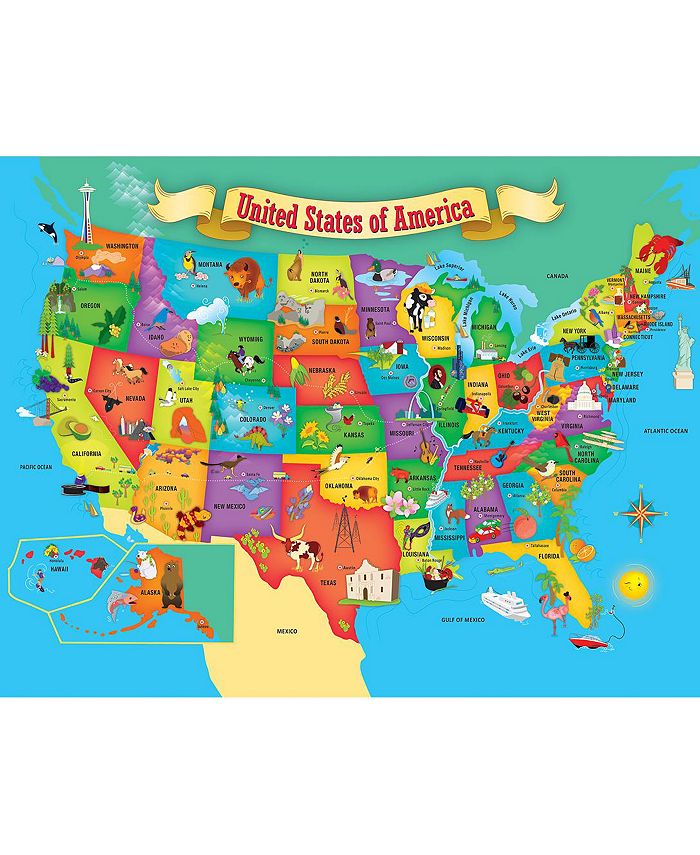Masterpieces Puzzles Masterpieces Usa Map With State Pieces Puzzle 60 Pieces Macys 7127