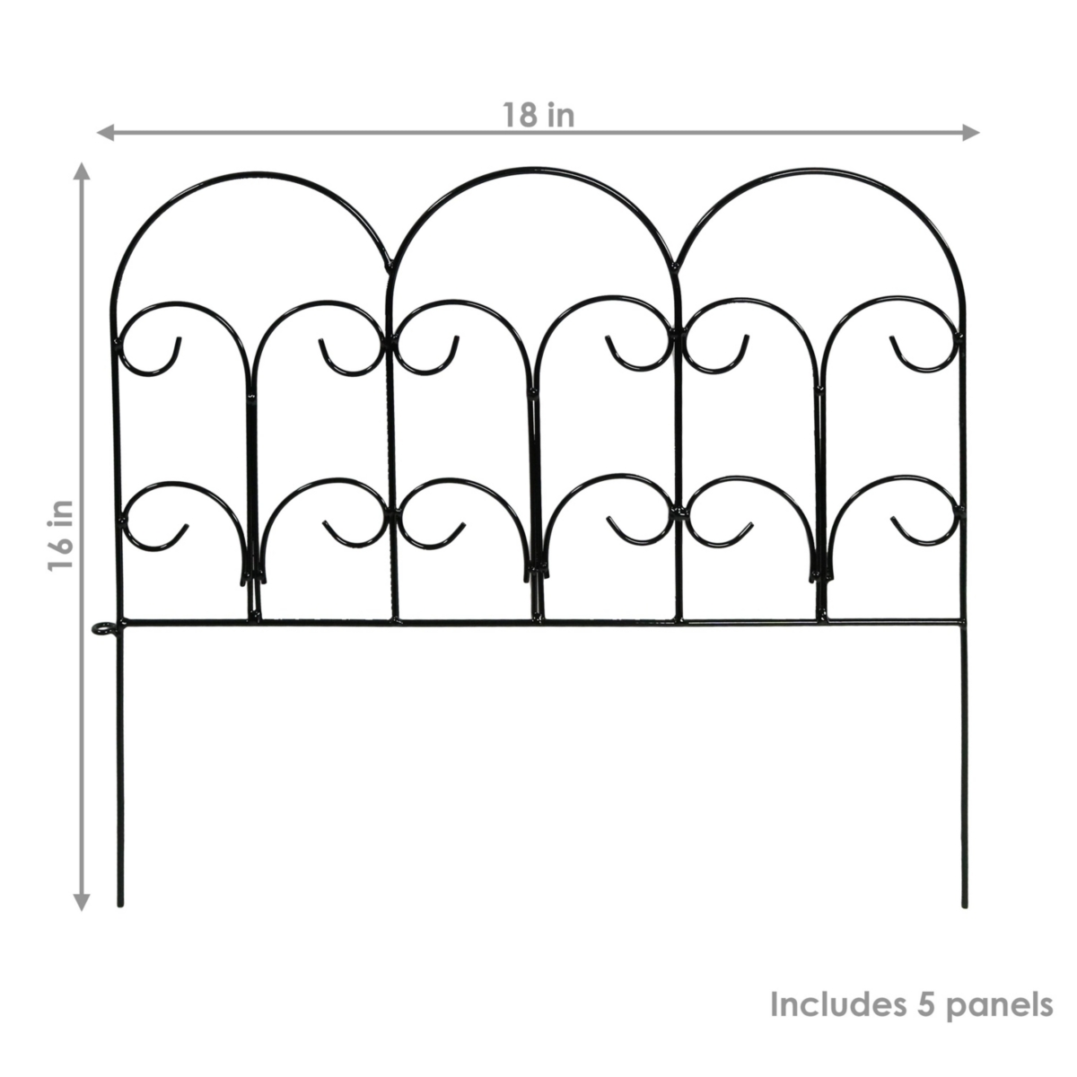 Sunnydaze Decor 5-Piece Victorian Iron Garden Border Fencing - 7.5 -- Black