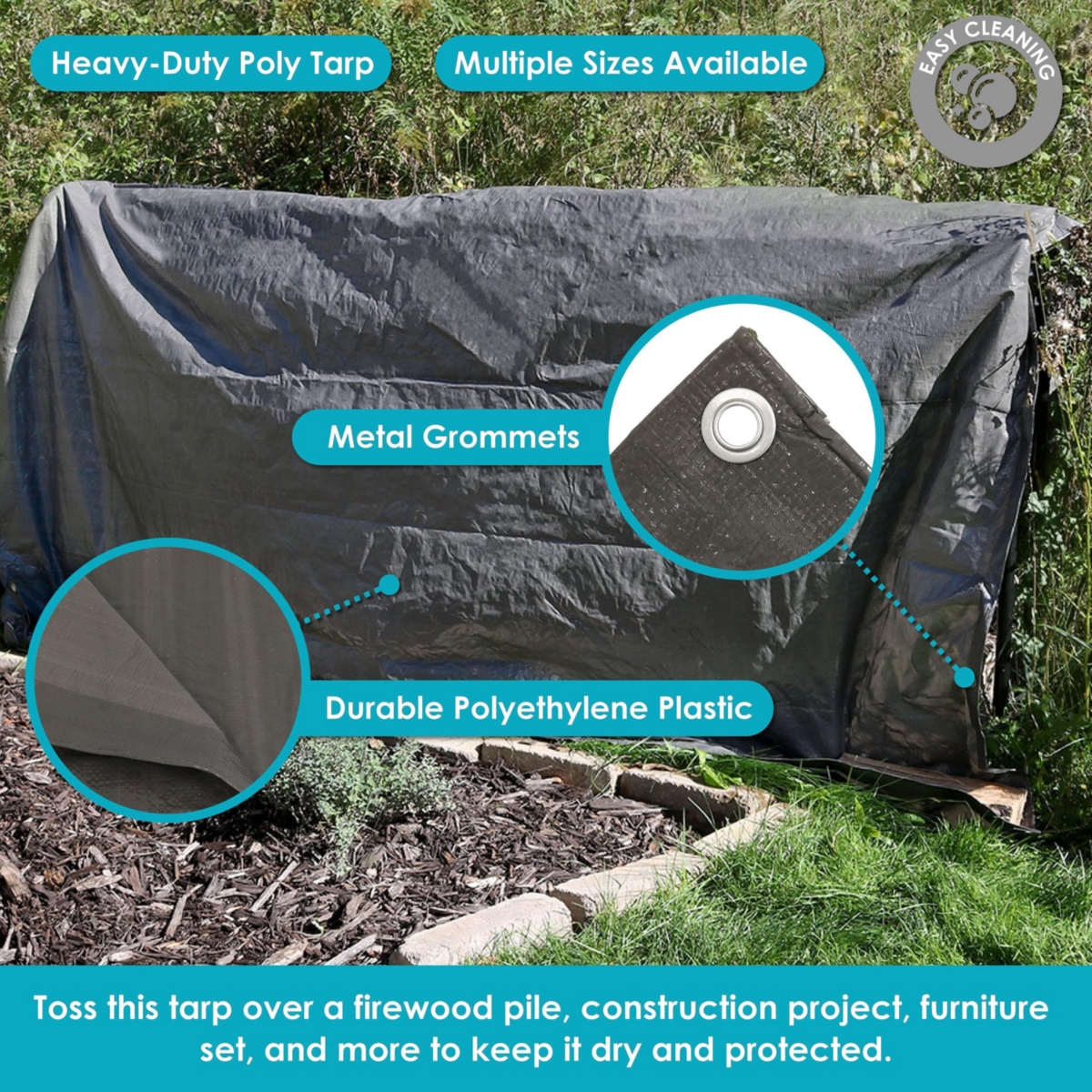 Outdoor Heavy-Duty Multi-Purpose Plastic Reversible Protective Tarp Cover
