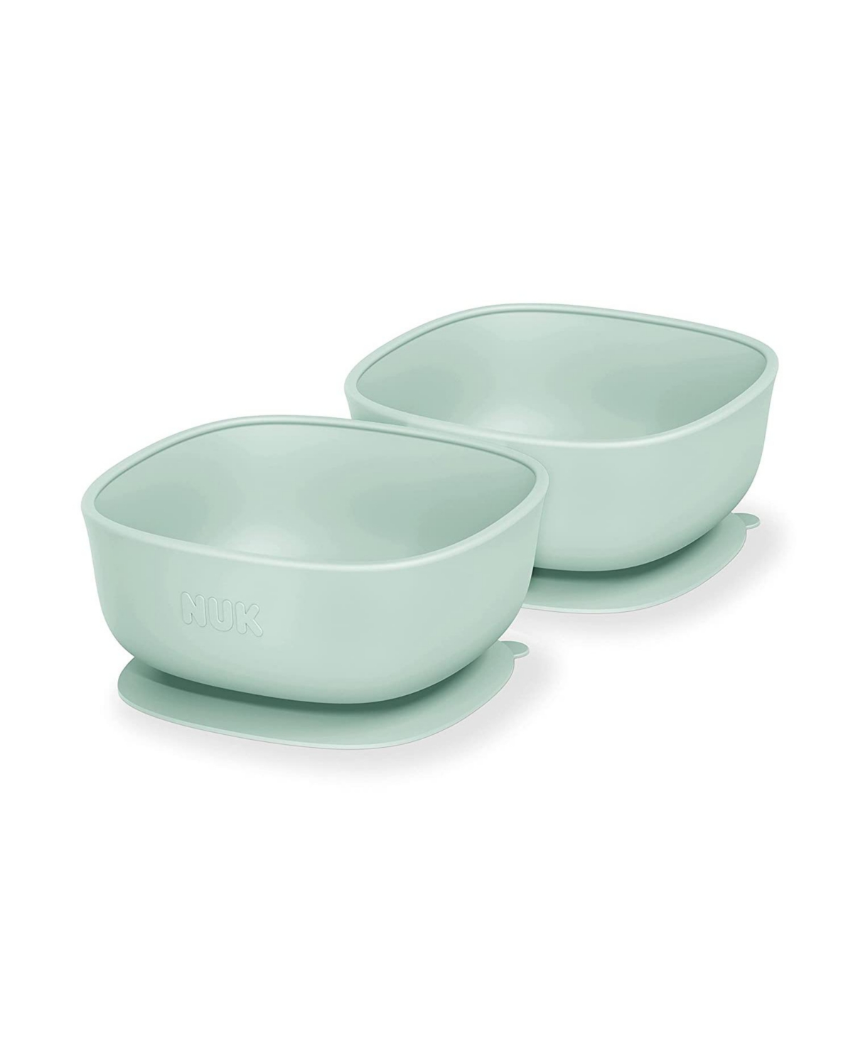 Nuk Durable Soft Silicone Baby Suction Bowls, 100% Bpa Free, 2 Pack In Light/pastel Green