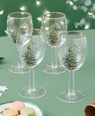 Christmas Tree Wine Glasses, Set of 4