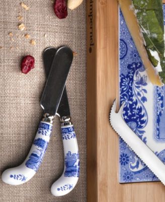 Blue Italian Cheese Knife & Set of 6 Spreaders