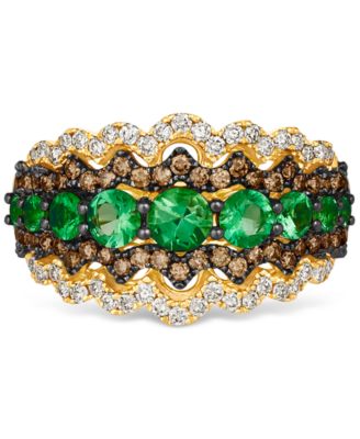 Costa Smeralda Emeralds (3/4 ct. t.w.) & Diamond (5/8 ct. t.w.) Scalloped Edge Ring in 14k Gold