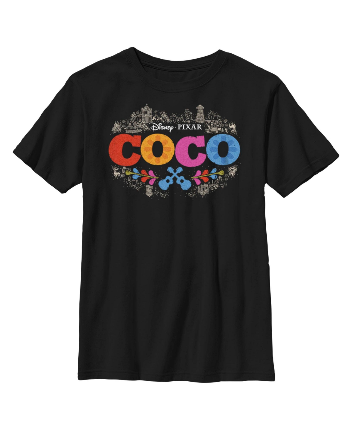 Disney Pixar Boy's Coco Feliz Navidad Song & Dog Child T-shirt In Black
