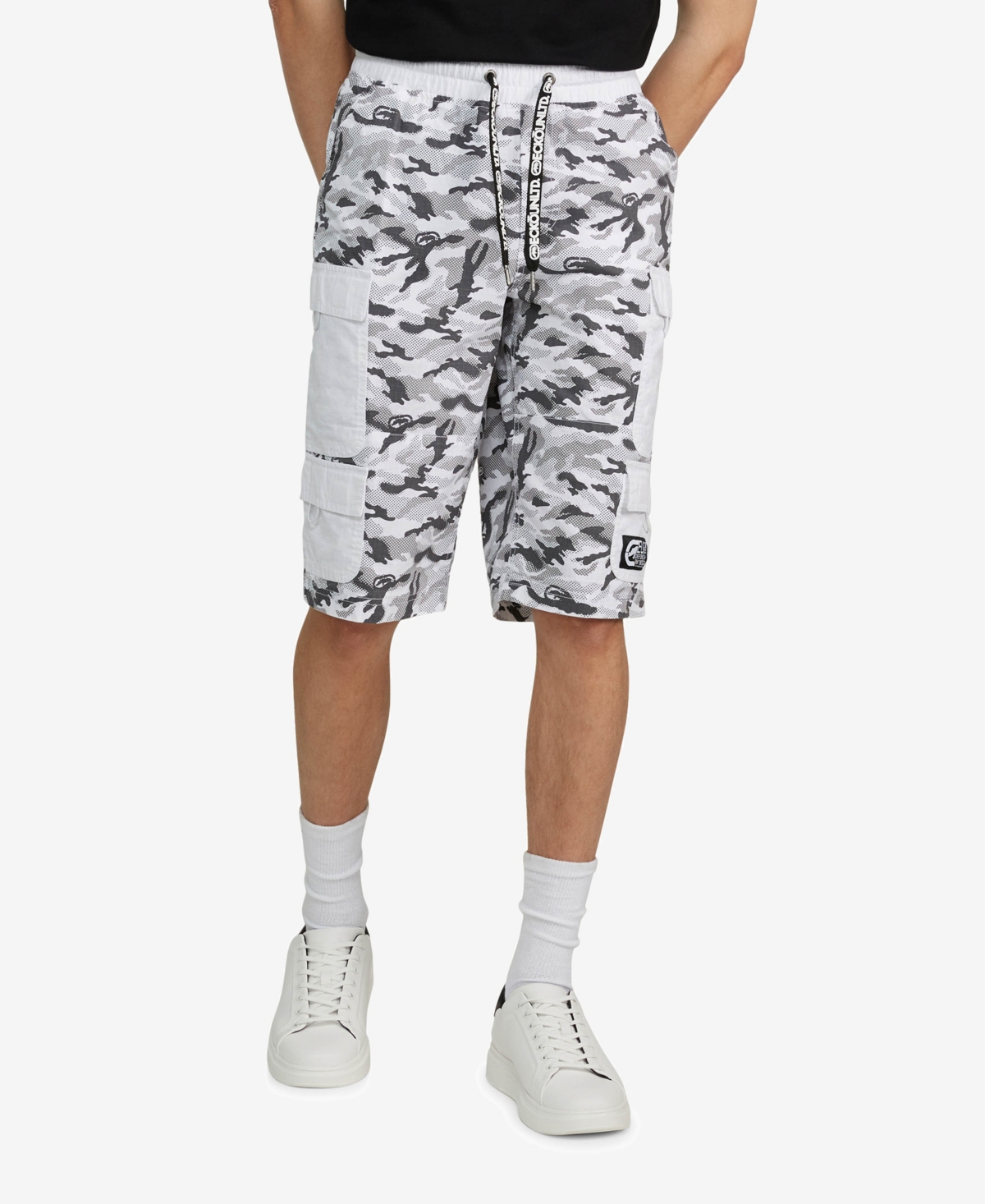 Men's Big and Tall Contrast Cargo Shorts - White