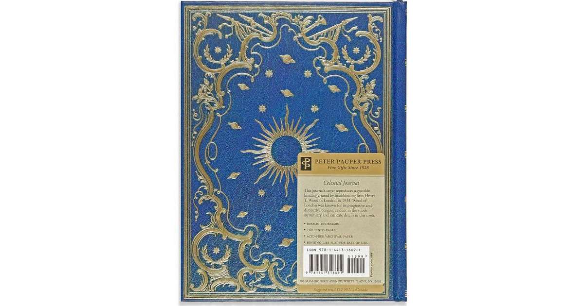 Celestial Blue and Gold Embossed Paper Bound Journal (6