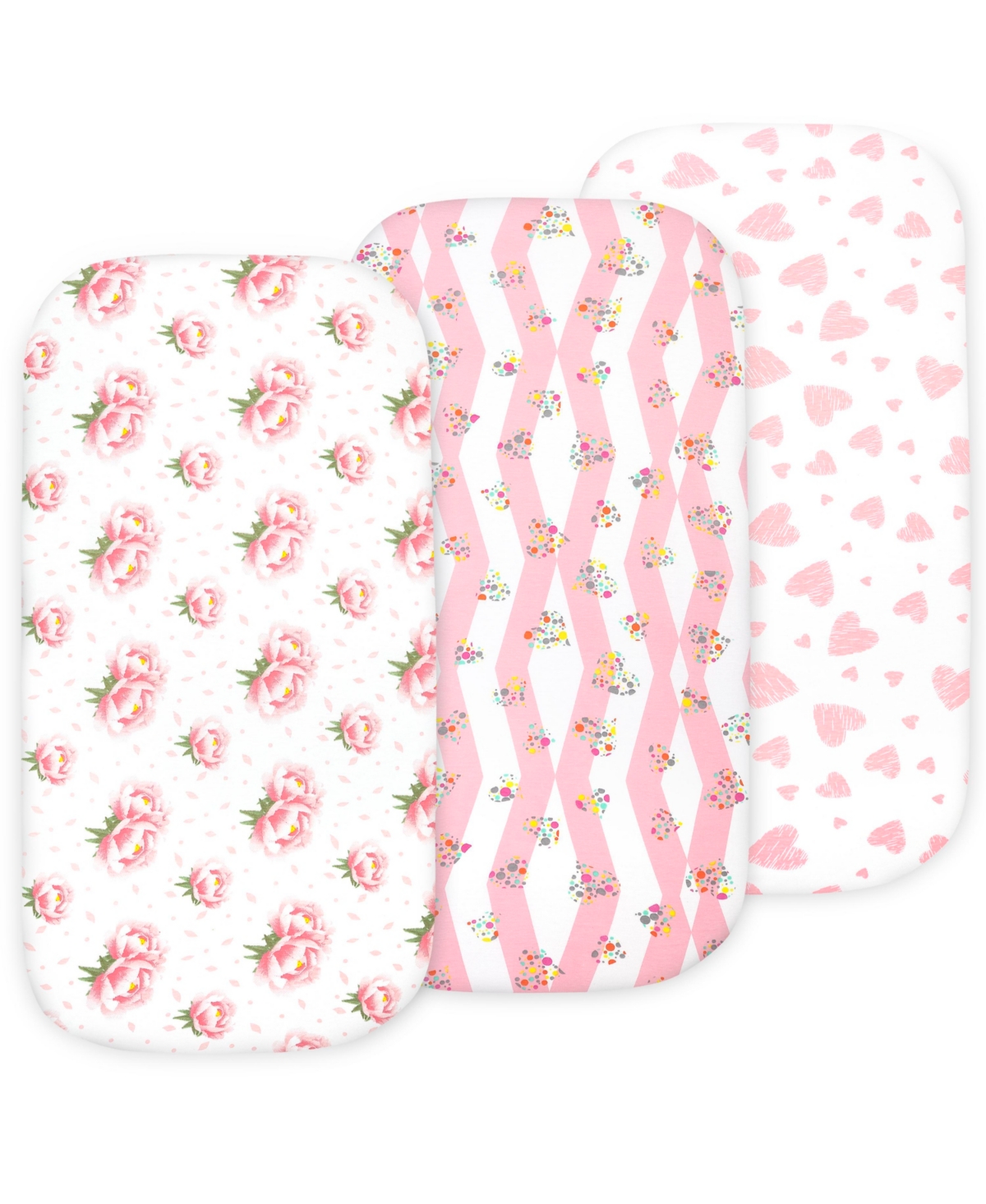 Bublo Baby Baby Bassinet Sheet Set For Boy And Girl, 3 Pack, Universal Fitted For Oval, Hourglass & Rectangle B In Pink