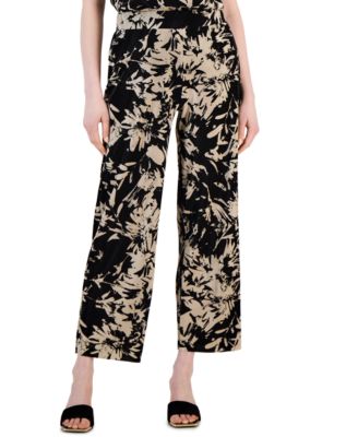 Alfani - Women's Printed Pleated Bodre Pull-On Pants