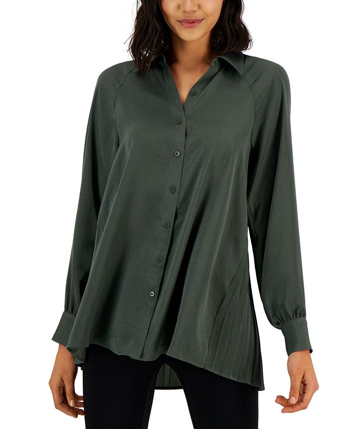 Alfani Women s Printed Pleated Satin Shirt Created for Macy s