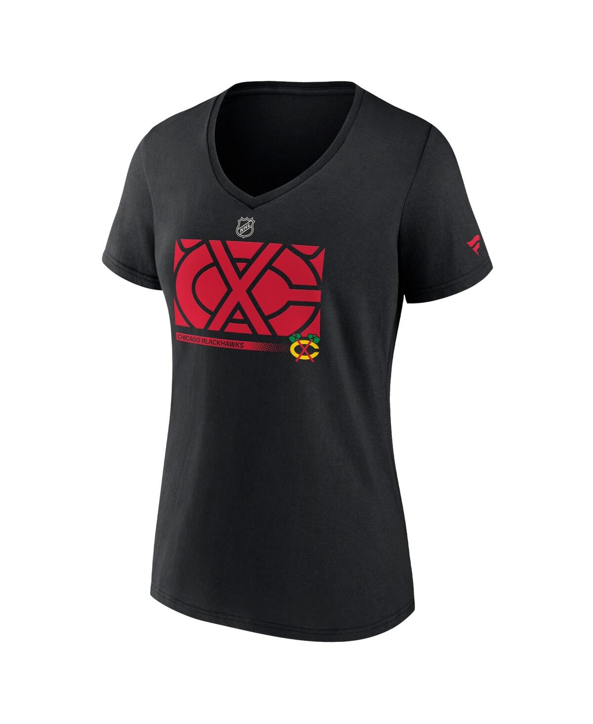 Women's FanaticsChicago Blackhawks Authentic Pro Core Collection Secondary Logo V-Neck T-Shirt - Black