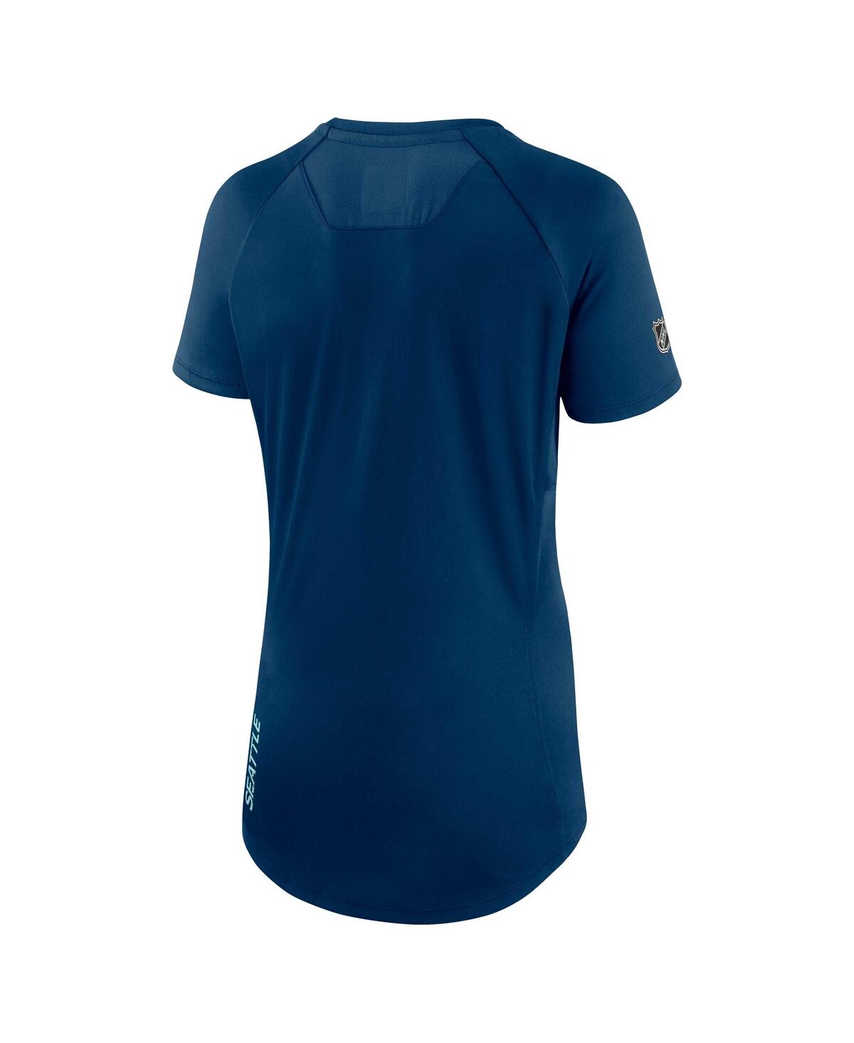 Shop Fanatics Women's  Deep Sea Blue Seattle Kraken Authentic Pro Rink Raglan Tech T-shirt