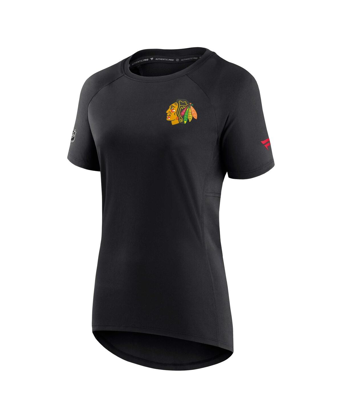 Women's FanaticsChicago Blackhawks Authentic Pro Rink Raglan Tech T-shirt - Black