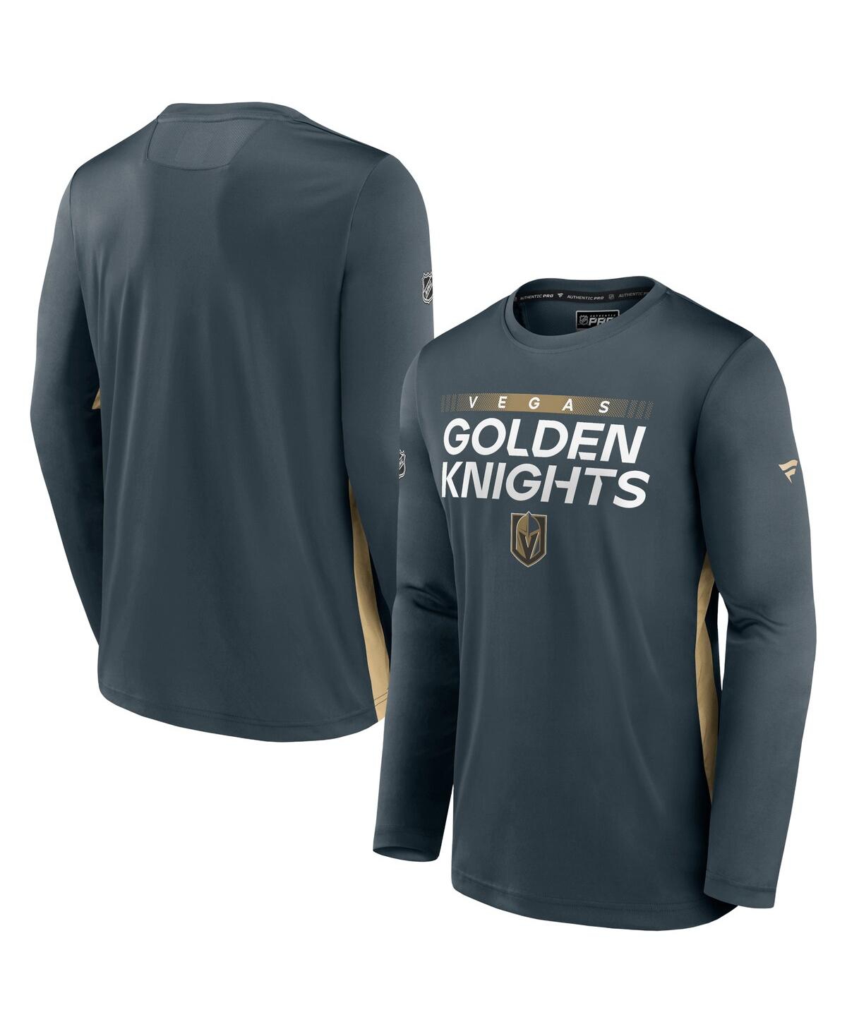 Shop Fanatics Men's  Gray Vegas Golden Knights Authentic Pro Rink Performance Long Sleeve T-shirt