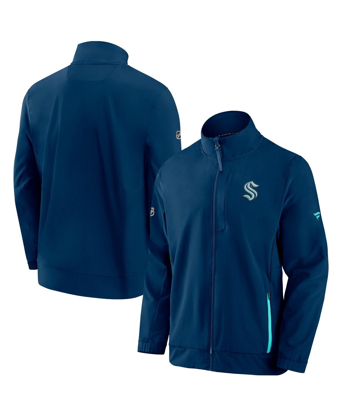 Shop Fanatics Men's  Deep Sea Blue Seattle Kraken Authentic Pro Rink Coaches Full-zip Jacket